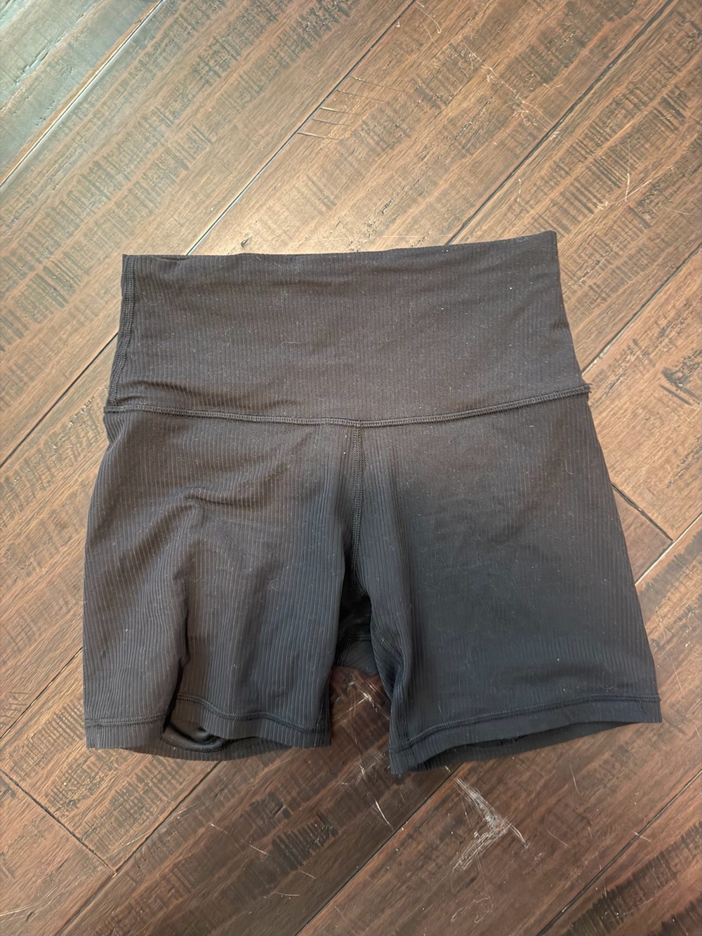 lululemon athletica Black High-Waist Ribbed Active Shorts